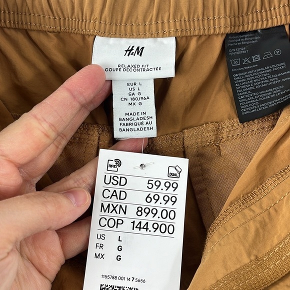 H&M Relaxed Fit Convertible Jogger Pants Brown Mens Size L Utility Gorpcore - Picture 3 of 14